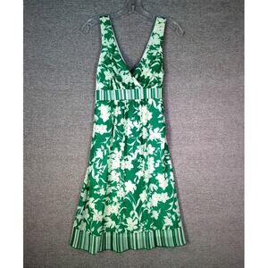 Vintage City Triangles Size S White Green Floral Y2K 90S Bloomcore Dress Summer